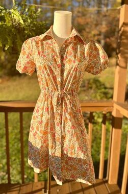 SM Wardrobe Floral Puff Sleeve Shirt Dress Size S | 70s Cottagecore Boho